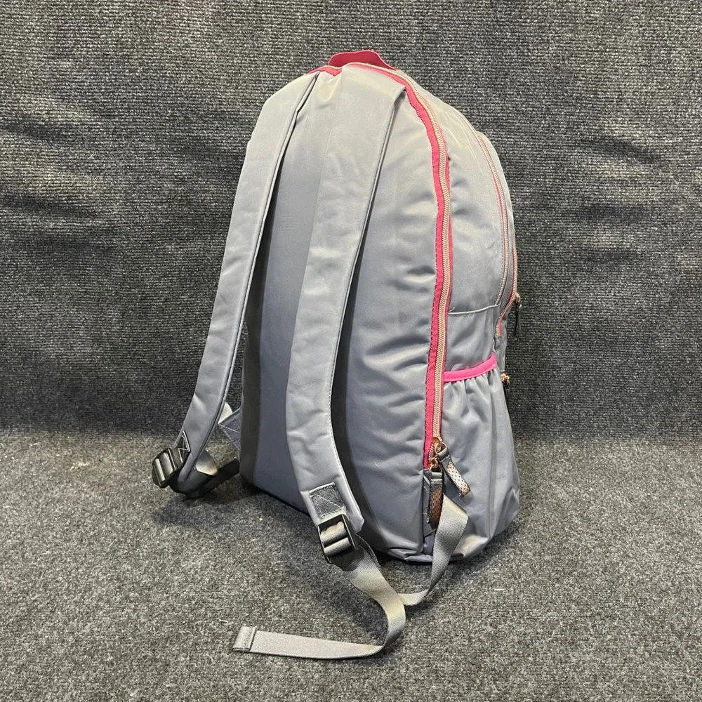 Walgreens CNDG-0131‎ Grey Pink Nylon Multi-Pocket Rose Gold Zippers Backpack